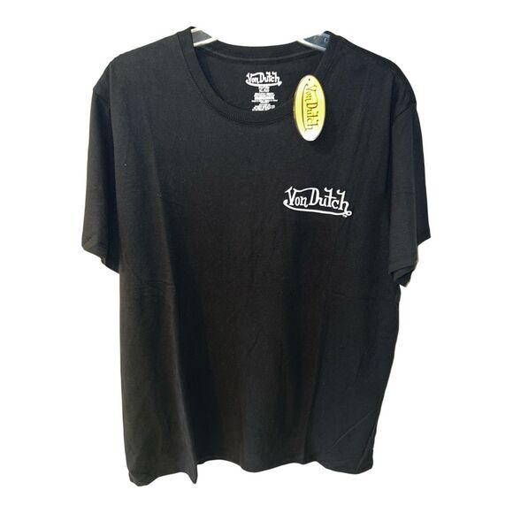 Von Dutch Logo T-Shirt Mens XL Black Tee white spell out skater grunge New - Picture 1 of 6